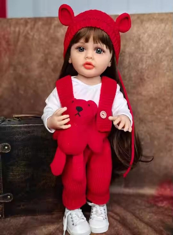 OOTLO Reborn Silicone Doll, Cute Realistic Soft Silicone Vinyl Reborn Baby Dolls,Newborn Baby Dolls with Cloth, Nipple Bottle, Dipper & Magnetic Pacifier,22 inch(Multi Colour) - Image 2